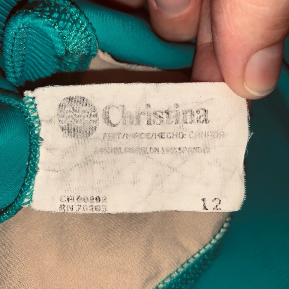 Vintage Women's Teal Ribbed One Piece Retro Bathing Swim Suit - Picture 8 of 10